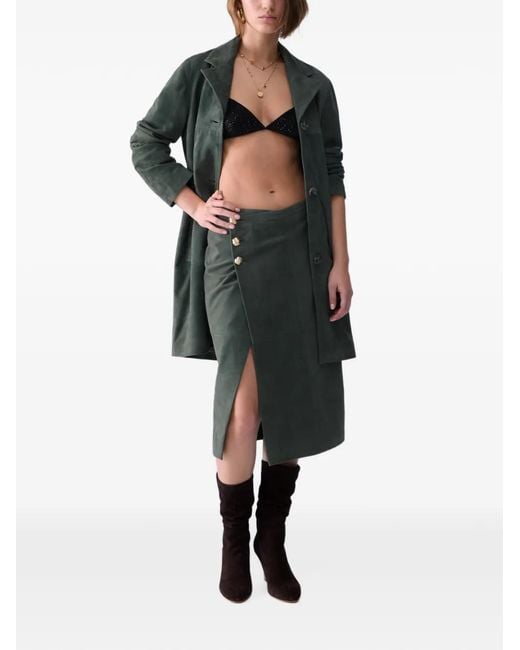 Liu Jo Green Long Suede Jacket