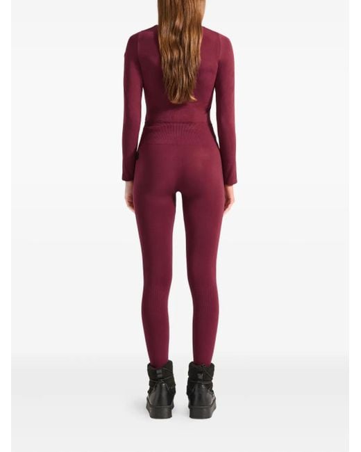 Fusalp Red Alliance Ribbed-Texture Logo-Patch Leggings