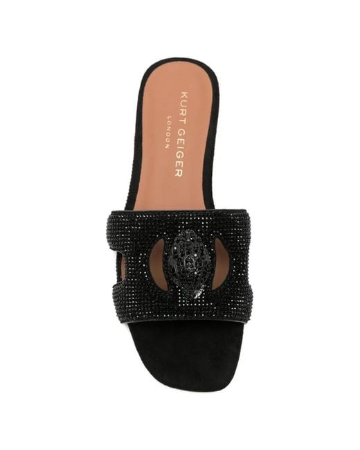 Kurt Geiger Black Sandales À Ornements À Tête D'Aigle En Cristal