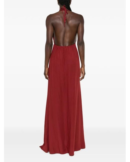MOUTAKI Red Halterneck Maxi Dress