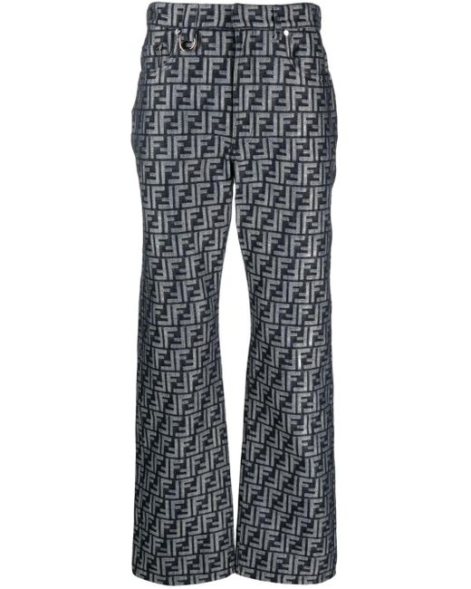 Fendi Straight-Leg-Jeans mit FF in Blue für Herren