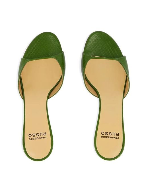 Francesco Russo Green Leather Sandals