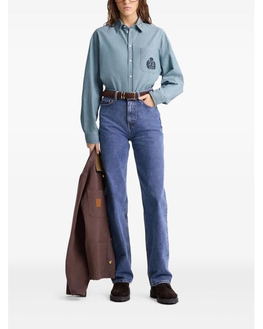 Sporty & Rich Blue H&W Crest Shirt