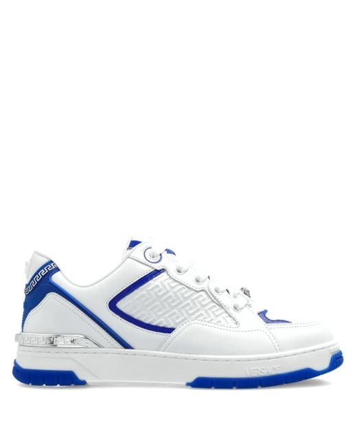 Versace White Greca Pattern Leather Sneakers for men
