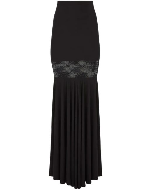 Nina Ricci レースパネル マキシスカート Black