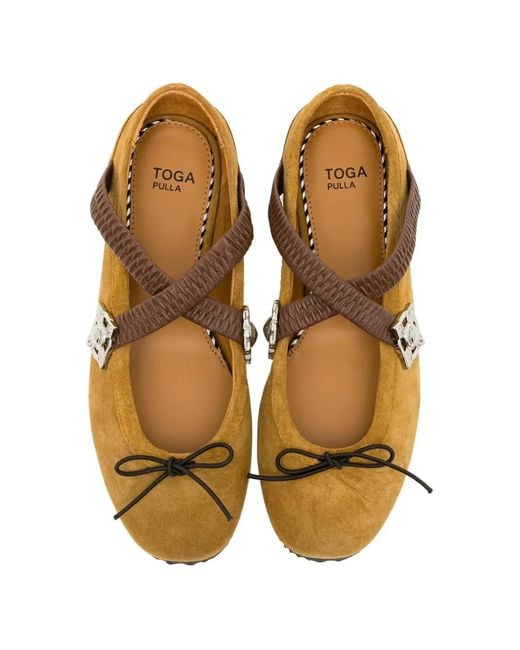 Toga White Leather Ballet Flats