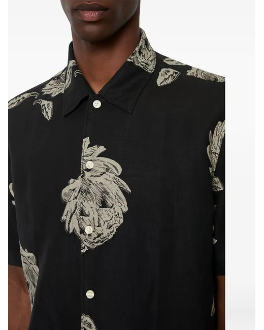 Marc O' Polo Black Floral-Print Short-Sleeve Shirt for men