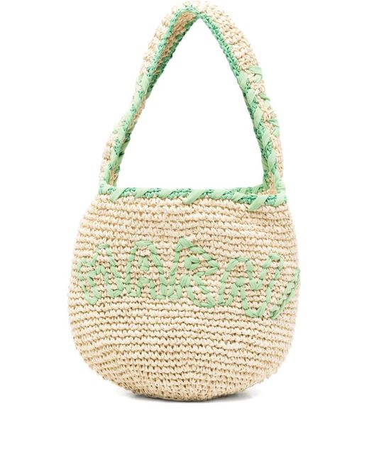 Marni Metallic Kleine gewebte Nassa Schultertasche