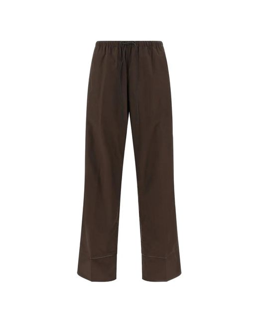 Yves Salomon Brown Perforated Leather Insert Pants