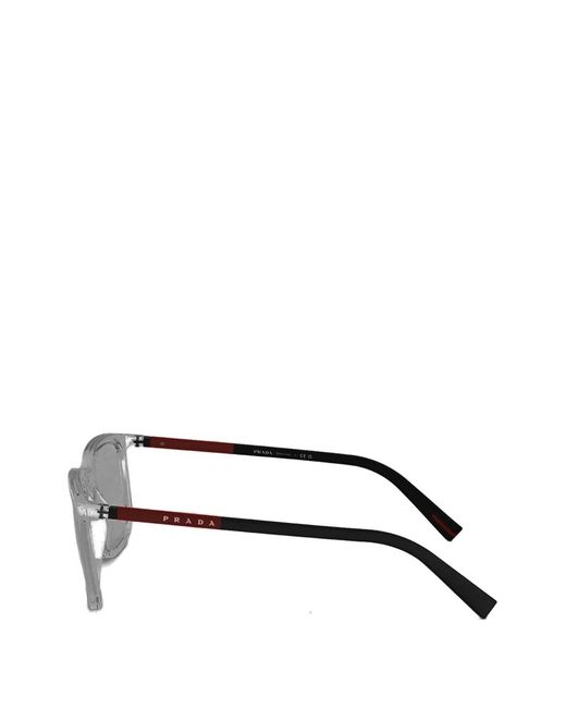 Prada Linea Rossa White Square-Frame Glasses for men