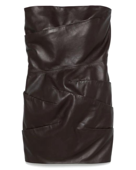 The Attico Black Strapless Draped Mini Dress