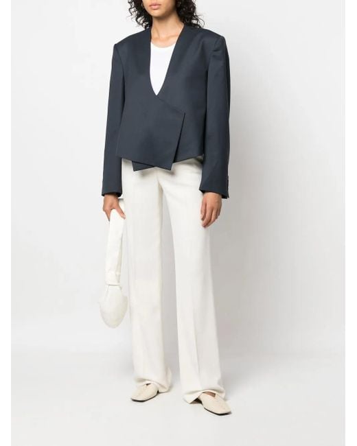 Low Classic Blue Asymmetric Wool-Blend Jacket