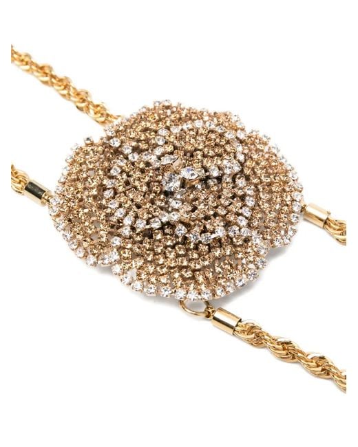 Silvia Gnecchi White Camelia Crystal-Embellished Body Chain