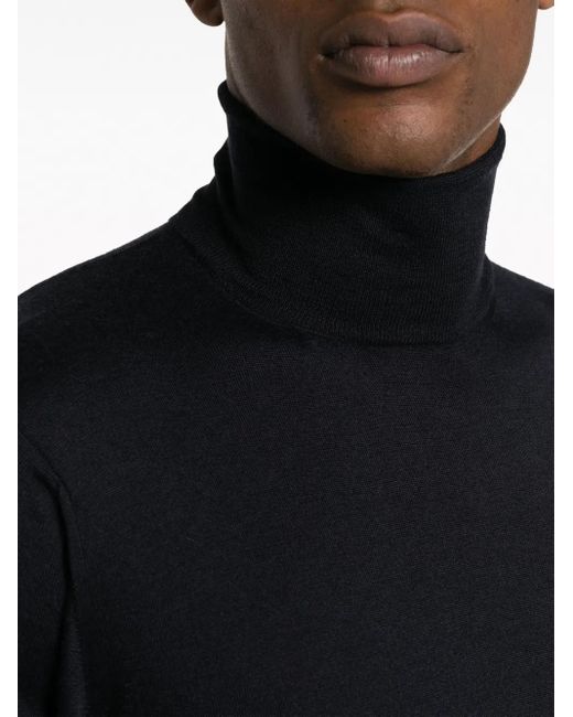 Eraldo Blue Roll-Neck Cashmere-Blend Jumper for men
