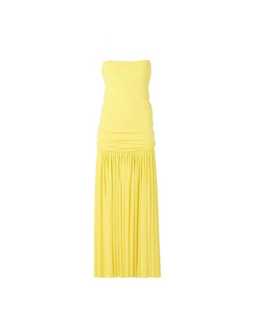 Jacquemus Yellow The Abiha Ruched Pleated Maxi Dress