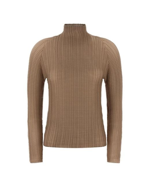 Issey Miyake レディース ブラウン ハイネック トップ【公式通販】