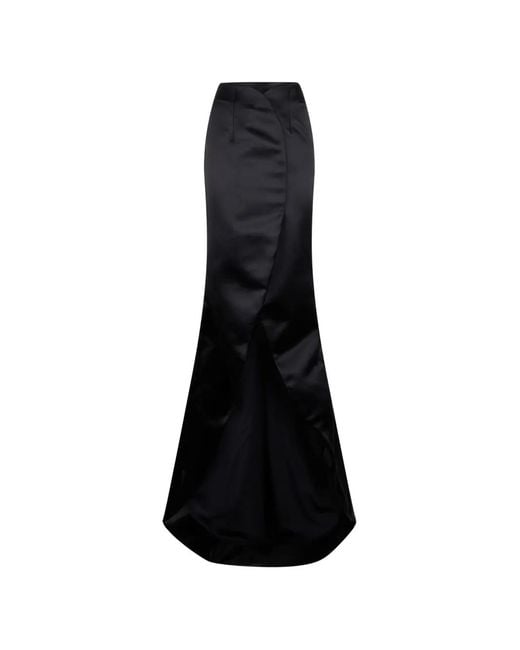 Moschino Black Satin-Finish Flared Maxi Skirt