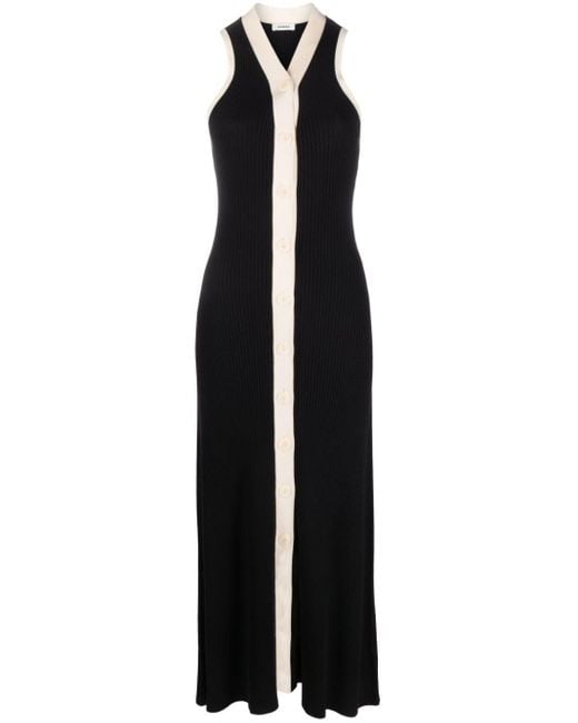 Robe mi-longue à col v Sandro en coloris Black