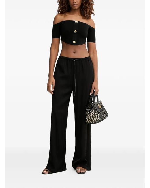 Trussardi Black Drawstring Elasticated-Waist Trousers