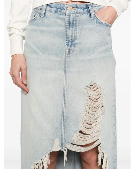 7 For All Mankind Blue Midirock aus Denim