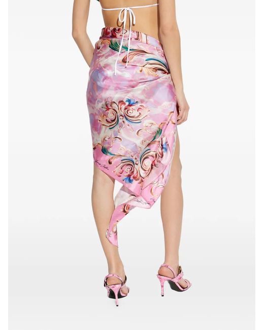 Versace Jeans Couture Pink Barocco-Print Sarong