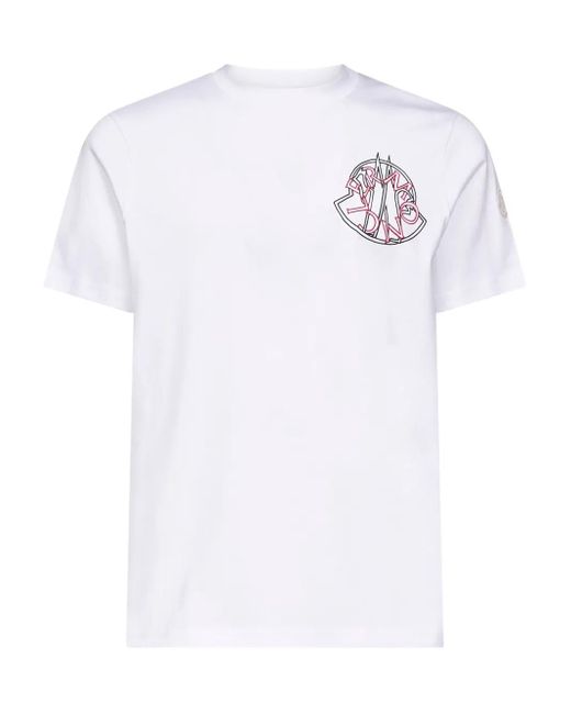 Moncler White Logo Crew-Neck T-Shirt for men