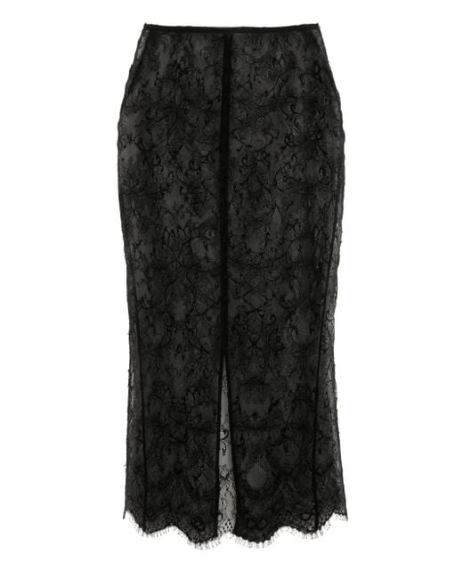 Falda midi con encaje Chantilly Victoria Beckham de color Black