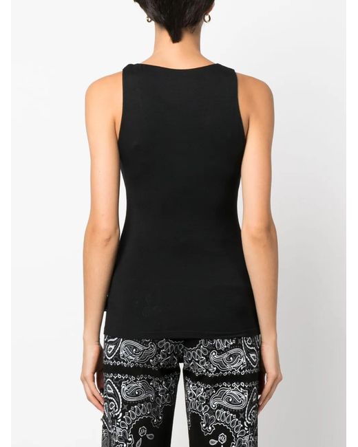 Philipp Plein Black Logo-Patch Tank Top