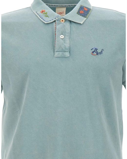 Bob Blue Cotton Short-Sleeve Polo Shirt for men