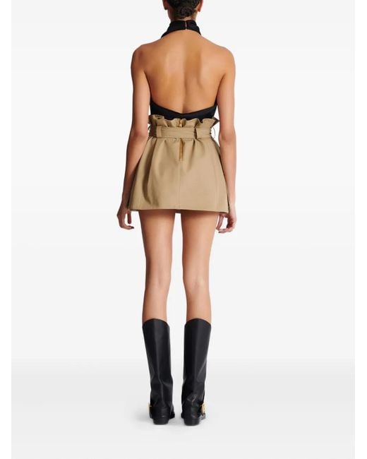 Balmain Natural Mini Gabardine Skirt