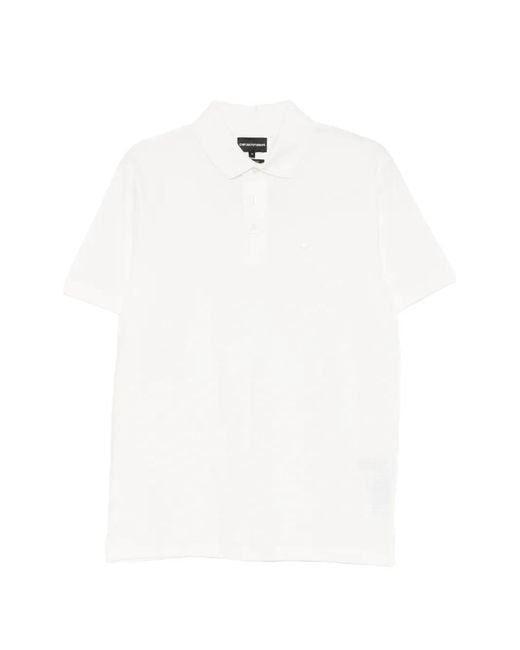 Emporio Armani White Short-Sleeve Polo Shirt for men