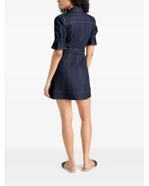 Cinq À Sept Blue Holly Denim Puff-Sleeve Mini Dress