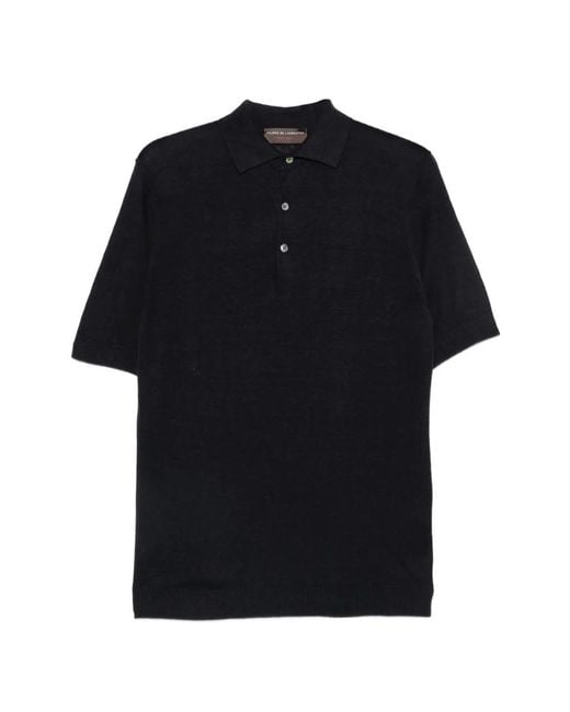 FILIPPO DE LAURENTIIS Black Contrast-Stitch Polo Shirt for men