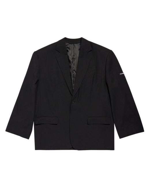 Balenciaga Black Logo-appliqué Cotton Blazer for men