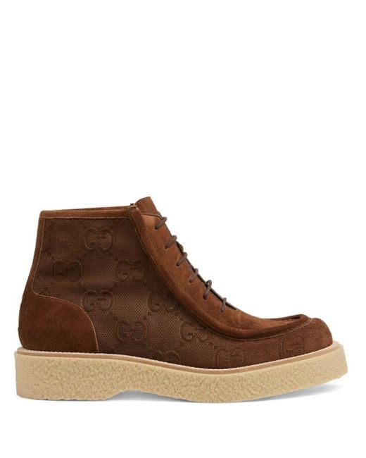 Gucci Brown GG-canvas Lace-up Ankle Boot