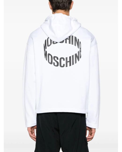 Moschino White Logo-Appliqué Organic Cotton Sweatshirt for men