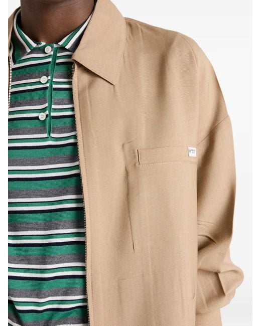 Prada Green Short-Sleeved Striped Cotton Polo Shirt