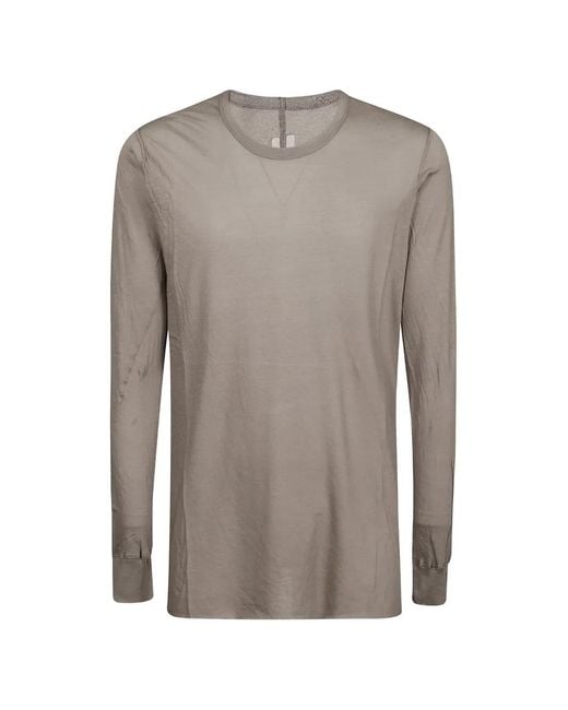 Rick Owens Gray Basic Long-Sleeve Cotton T-Shirt for men