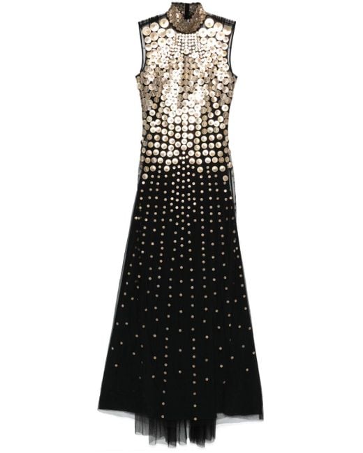 Vestido de fiesta con apliques Alberta Ferretti de color Black