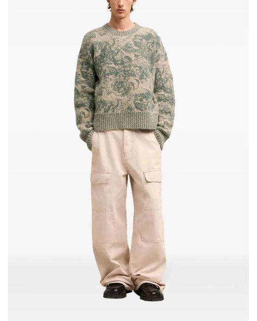 AMI Gray Jacquard Wool Blend Jumper