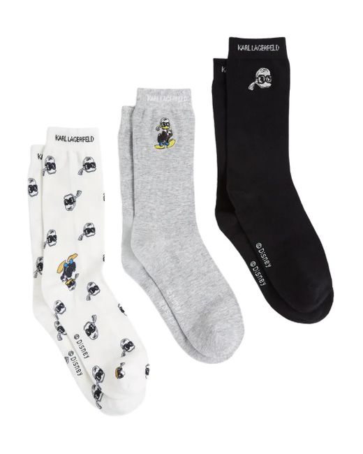 メンズ Karl Lagerfeld X ディズニー 靴下 3足組 Black