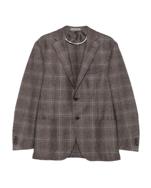 Corneliani Gray Checked Two-Button Blazer for men