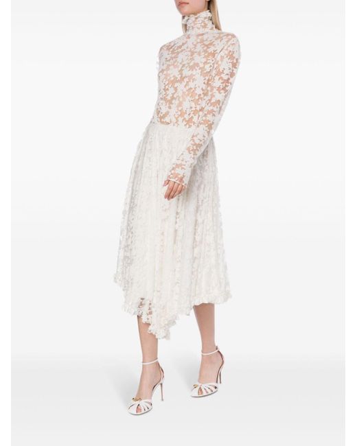 Philosophy Di Lorenzo Serafini White Floral-lace Full-skirt Dress