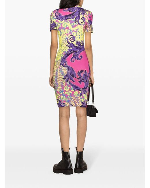 Versace Midi-jurk Met Grafische Print in het Pink