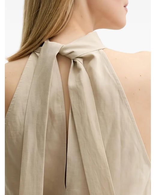 Samsøe & Samsøe White High-Neck Tie Top