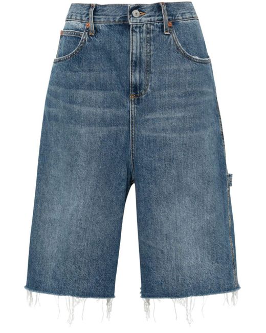 Gucci Blue Distressed Denim Shorts