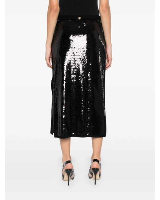 SIENNA INTER TWINE BLACK WOMENS MIDI SKIRT
