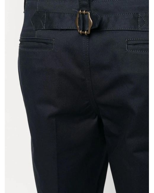 PT Torino Blue Buckle-Detail Tailored Trousers for men