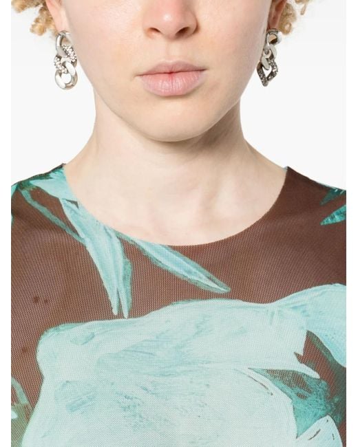 Louisa Ballou Blue Heatwave Floral-Print Dress