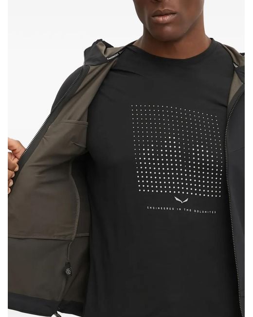 Salewa Black Hooded Zip Performance Jacket for men
